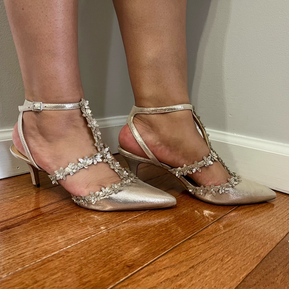 INC Rosie T-Strap Flower Stilettos